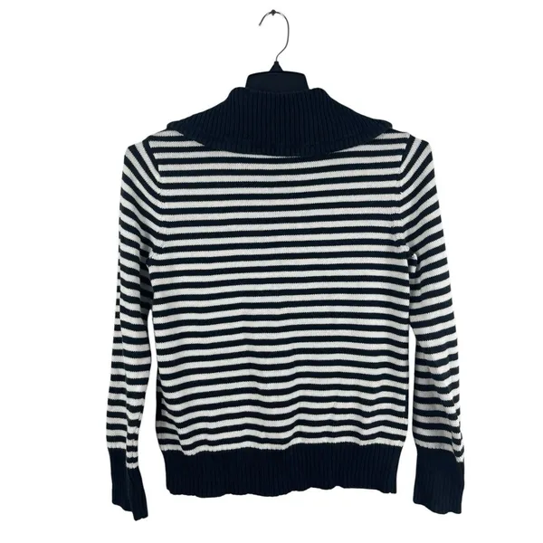Jones New York Sport Black And White Knit Cardigan Front Pocket Sweater S - Image 4