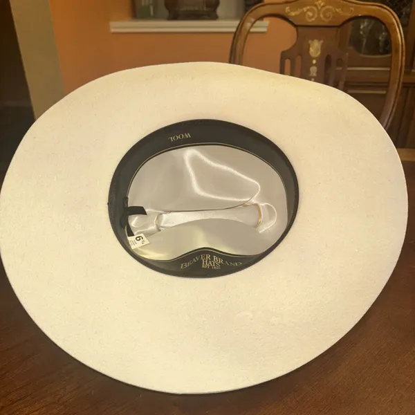 Beaver Brand Hats White 100% Virgin WoolWestern Cowboy Hat Size 6.75” - Image 5