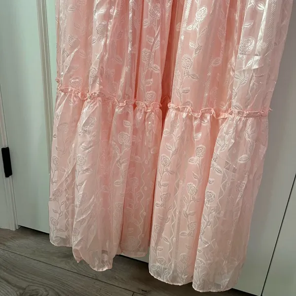 Lulus NWT Picturesque Allure Blush Pink Jacquard Tie Strap Maxi- Size Small - Image 6