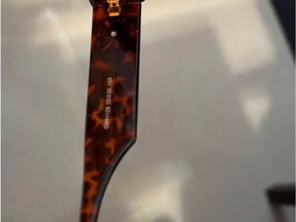 Off-White Tortoiseshell Square Sunglasses with Green Lenses - Image 10