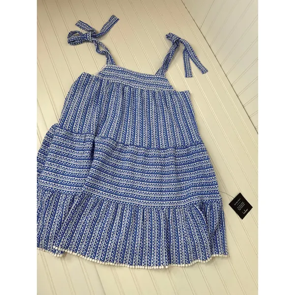 NWT Lulus Chic in Santorini Blue & White Tie-Strap Dress With Pockets Swing Sz S - Image 2