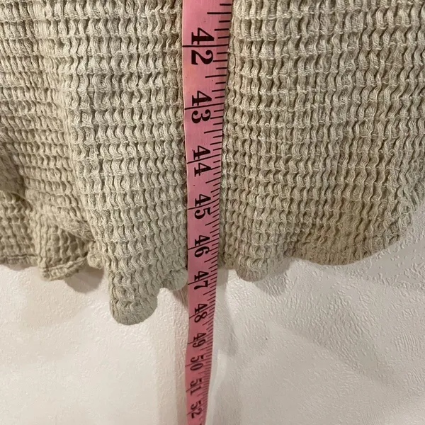 Free People Size S Beige Waffle Knit Midi Dress Oversized Boho Pockets - Image 8