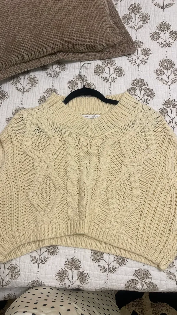 Altar'd State Cream Top Crop Knit Sleeveless - Image 3