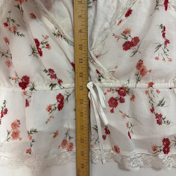 American Eagle Faux Wrap Babydoll Cami Women's L Floral Lace Festival Coquette‎ - Image 7