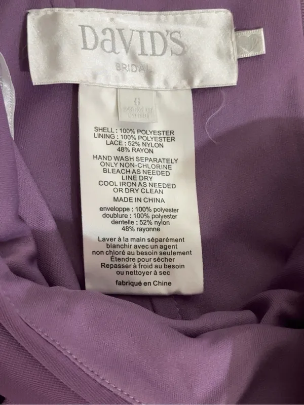 David’s Bridal Lavender One Shoulder Lace Bridesmaid Formal Gown Size 4 - Image 7