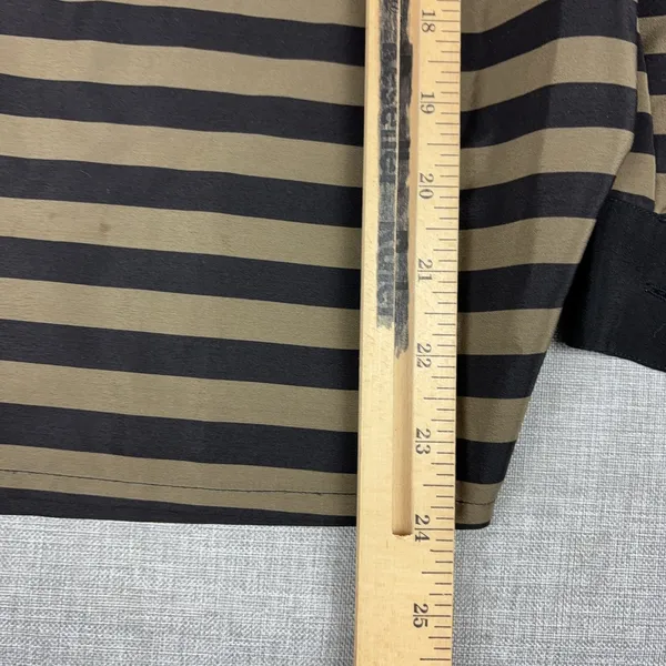 Vintage Albert Nipon Blouse Womens 6 Brown Striped Round Neck Long Sleeve‎ Silk - Image 4