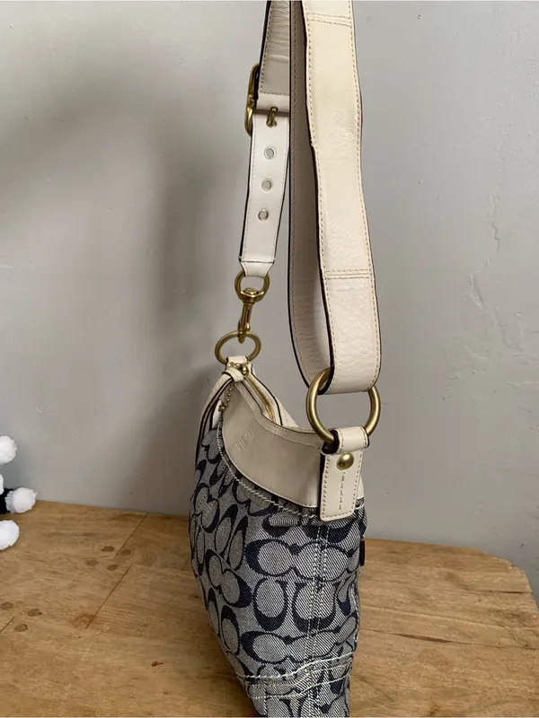 Coach Legacy jacquard leather Medium Duffle y2k signature Denim crossbody 10402 - Image 7