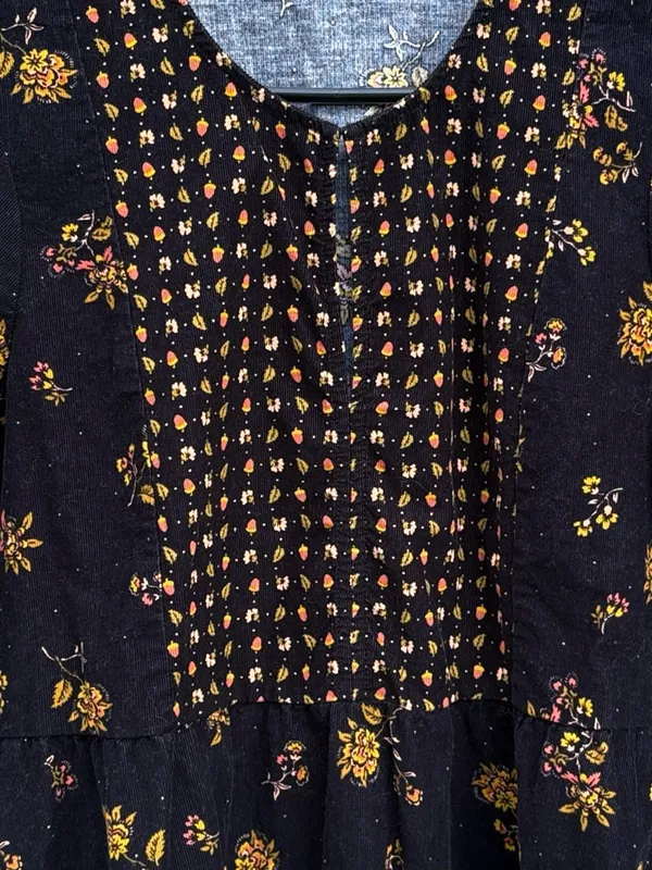 EUC Madewell Acorn Foulard Corduroy Top Black Floral Size Medium - Image 7