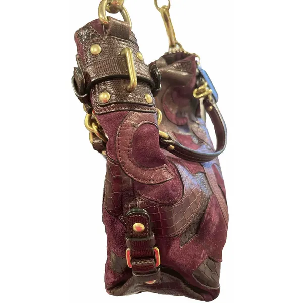Coach‎ Inlaid C Brooke Purple Leather Suede Hobo Tote Bag 14506 Gold Hardware - Image 6