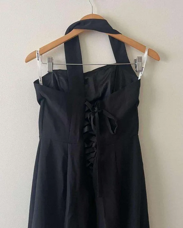 NWOT Black Formal One Shoulder Long Bridesmaid Prom Dress Size 6 - Image 5