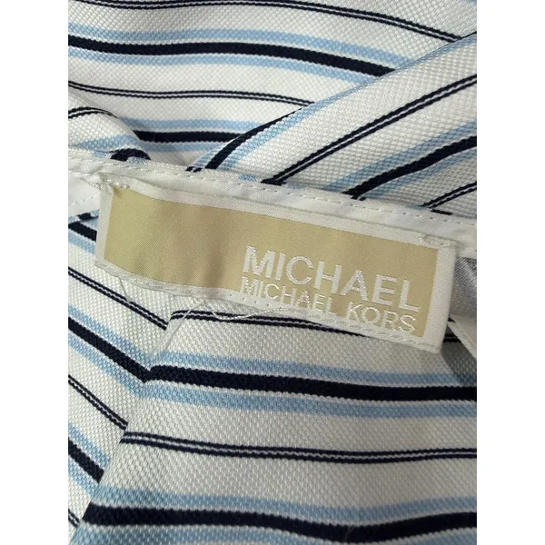 Michael Kors Blue White Striped V-Neck Midi Slip Dress Romantic Casual - Image 5