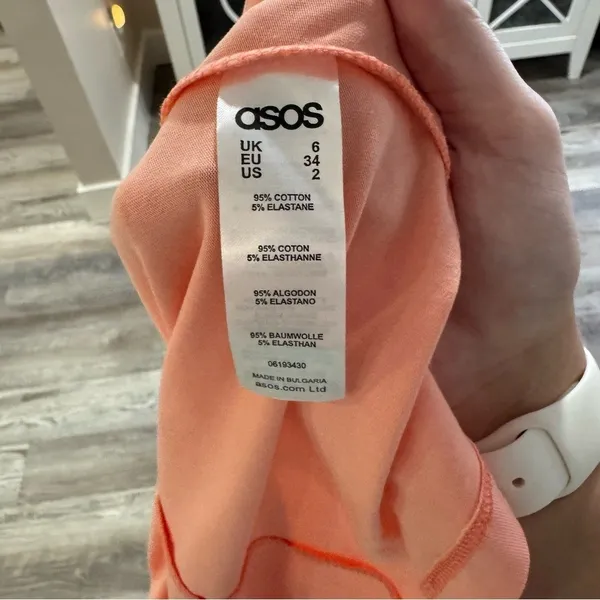 ASOS River Island Pink Asymmetric Lapel Wrap Midi Dress in‎ coral size 2 NWT - Image 5