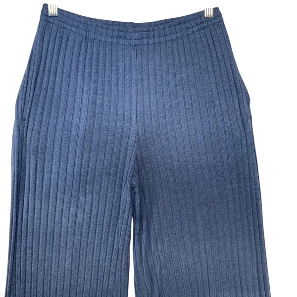 State of Day Intimates Blue Ribbed Henley Pajama Set Long Sleeve Wide Leg Small - Image 10