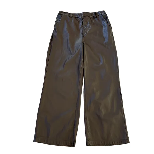 Joe's Jeans Brown Faux Leather Pants Size 31 Wide Leg Trouser Crop Designer $200 - Image 11
