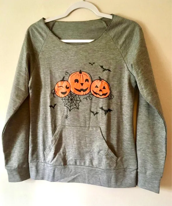 🎃 Pumpkin Sweatshirt, Medium Gray - Image 2