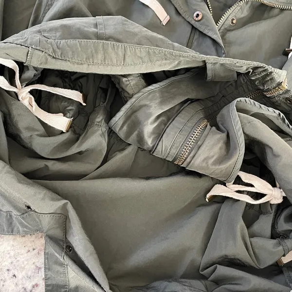 Zara Trafaluc Utility Parka Women XS Olive Green Gorpcore Oversize Hooded Jacket - Image 6