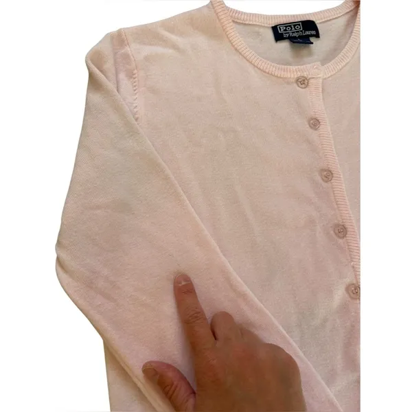 Polo Ralph Lauren Cashmere Cardigan Pony Sweater Light Pink Womens Large - Image 7
