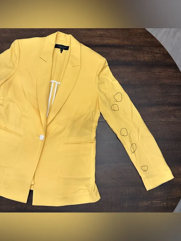 Rag & Bone Bonnie Wool Blend Yellow Blazer Jacket Size 6-Spots - Image 3