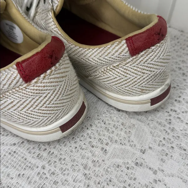 Twisted X Blend 85 tan white herringbone embroidered boat shoes sneakers sz 8 - Image 5