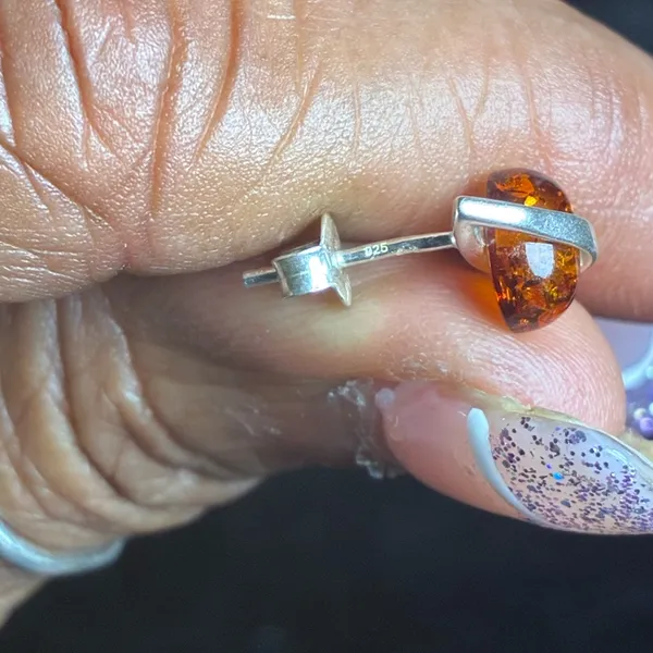 Baltic Honey Amber Stud Earrings: Sterling Silver Gemstone - Image 6