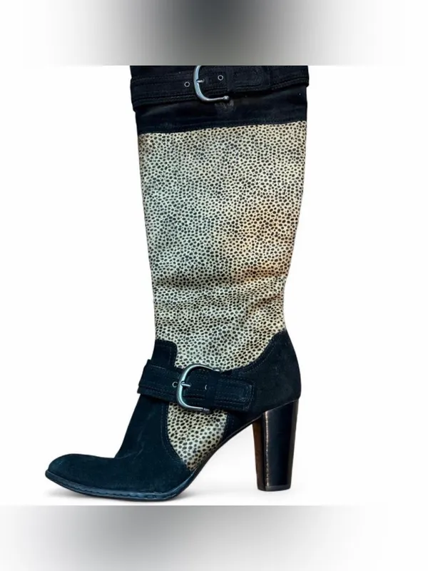 Born Crown Valencia Pony Hair Leopard Knee High Boots Size 9 - Image 3