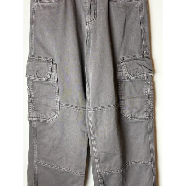 Garage Cargo Pants Women 00 Grey Utility Straight Leg Streetwear Grunge Punk Y2K - Image 6