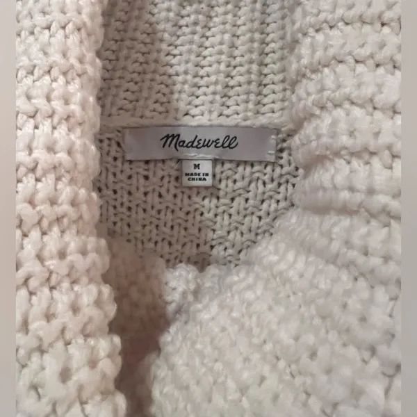 Madewell Cable Turtleneck Drop Shoulders Sweater in Antique Cream‎ Size Medium - Image 9