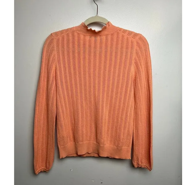 J. Crew Pointelle Ruffle Mockneck Sweater Sz. S - Image 4