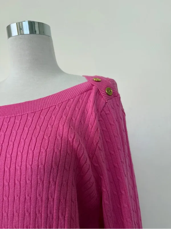 Lauren Ralph Lauren Hot Pink Cable Knit Sweater - Image 3