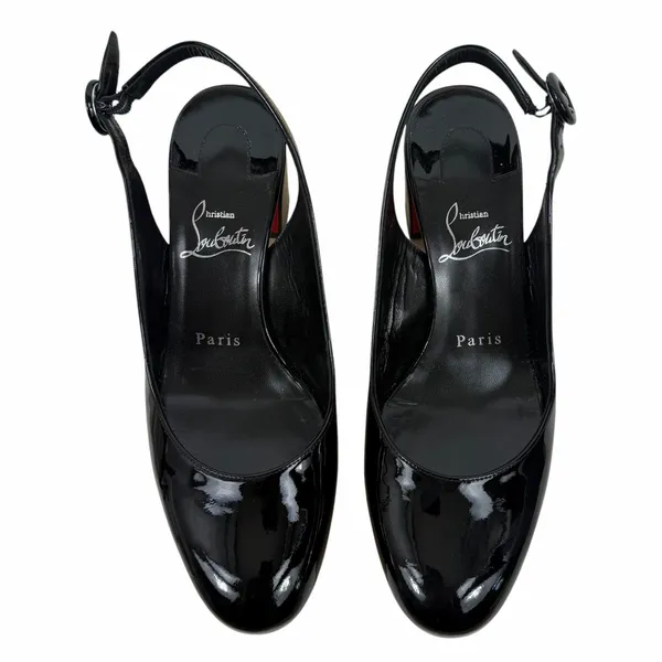 Christian Louboutin So Jane 55 Patent Slingback Pump Black Size 36.5 - Image 4
