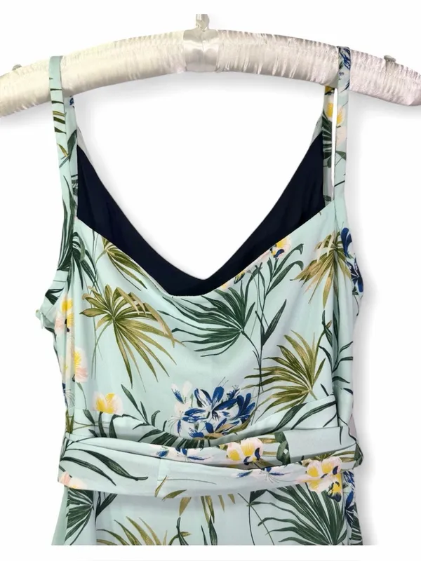 CUE & KBC collaboration Women’s V-Neck Tropical Georgette Hi-Lo Dress Size 10 - Image 10