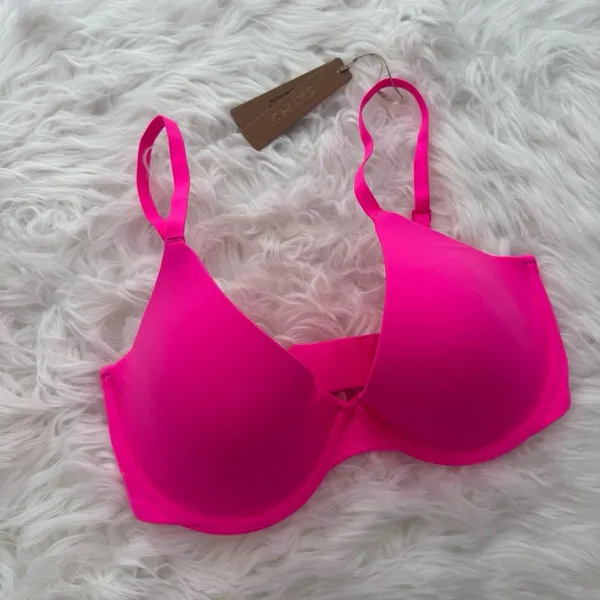 Skims Fits Everybody Scoop Plunge Bra Neon Pink Size 32DD - Image 3