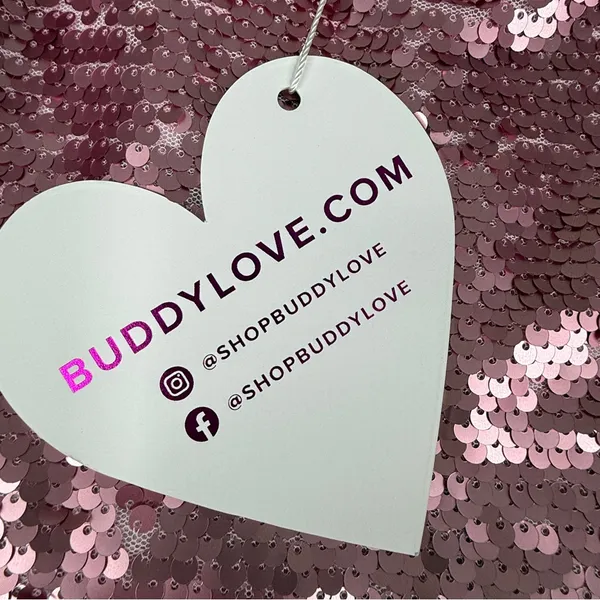 BuddyLove Sugar Pink Sequin 2 Piece Crop Top Mini Skirt Set XS NWT - Image 5