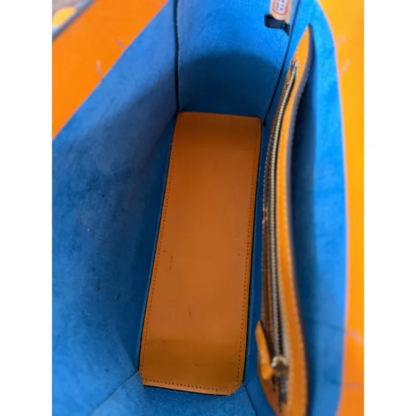 Dooney & Bourke Small Shannon Vibrant Blue Orange Structured Tote Bag - Image 7