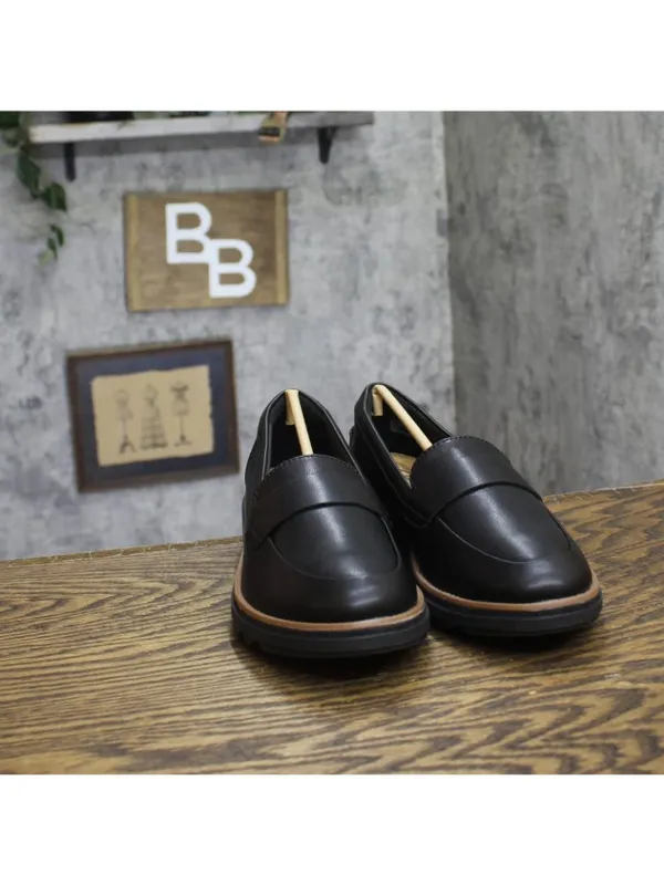 Clarks Sharon Gracie Leather Platform Loafer 26156816 Black 8W - Image 3