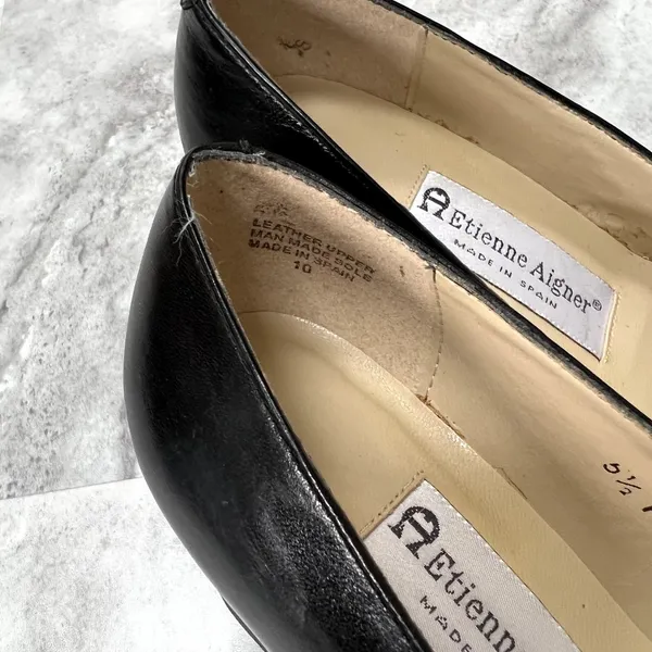 Vintage Etienne Aigner Horse Bit Size 5.5 Black‎ Pumps Block Heel Career - Image 3