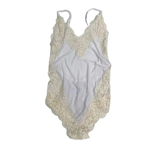 FREE PEOPLE x HAH Bodysuit S Backless Lace Formfiting Retro Feminine Cottage NWT - Image 8