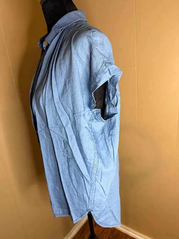 Madewell Central Button Front Chambray Cotton Shirt Blouse Top S - Image 4
