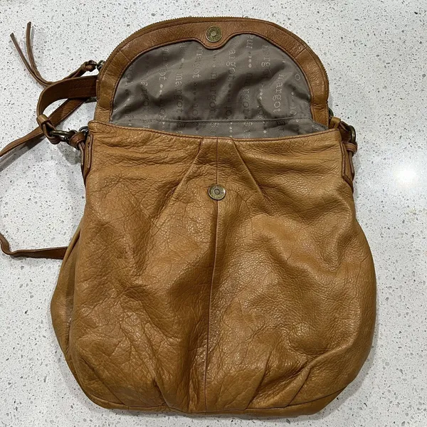Margot Adelle Versatile Hobo Purse Brandy Brown Leather Crossbody‎ Shoulder Bag - Image 9