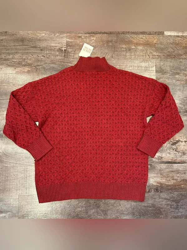 NWT Knox Rose Women’s Red Mock Neck Cable Knit Sweater XXL Fall Cozy Cottagecore - Image 4