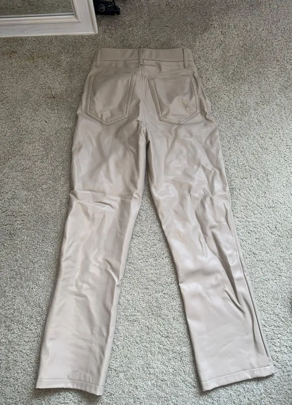 Abercrombie Beige Leather Pants - Image 3