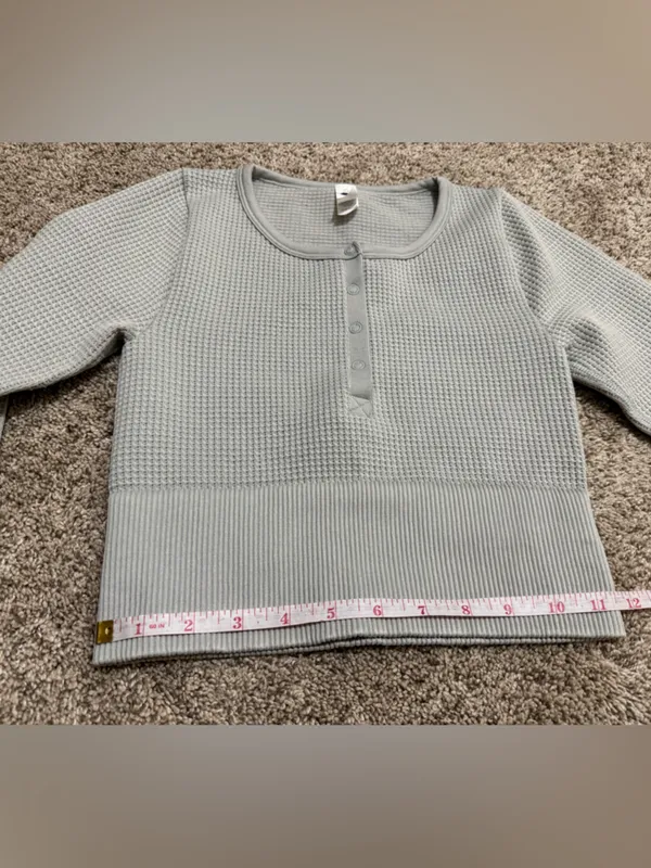 OFFLINE by Aerie Main Squeeze Cropped Waffle Henley Top XS – New, Never Worn - Image 6