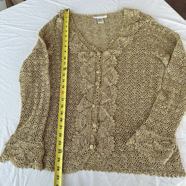 Vintage Y2K Crochet Silk Cotton Newport News Top M Sheer Ruffle Regency Fairy - Image 16