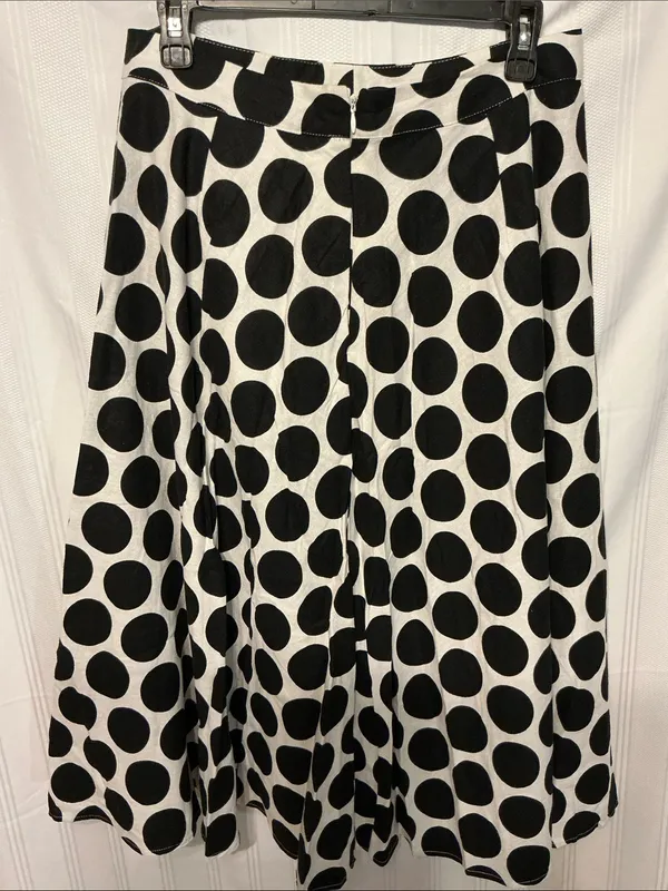Who What Wear Black & White Polka Dot A-Line Skirt SZ 10 - Image 4
