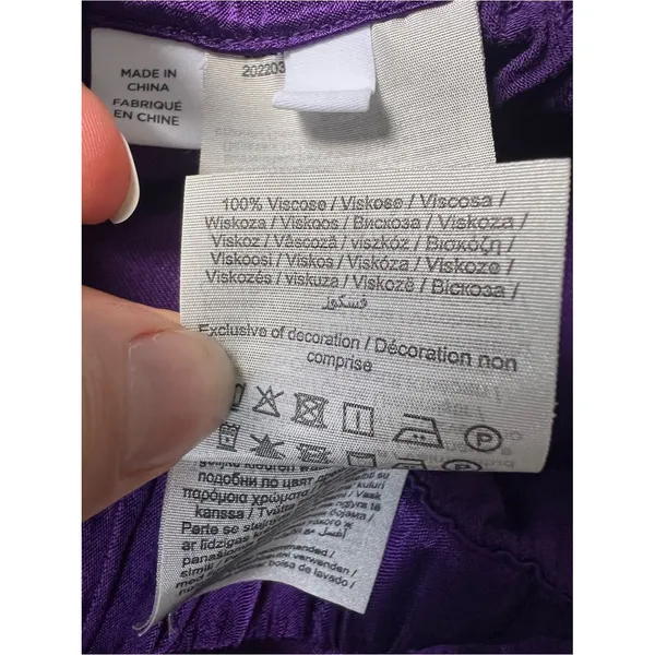 SELECTED Femme Purple Satin Midi Skirt Side Slit Drawstring Waist Size Small - Image 6