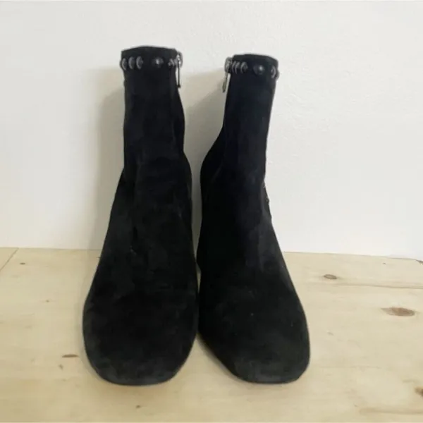 Coach Size 7.5 Boots Block Heel Black Studded - Image 4