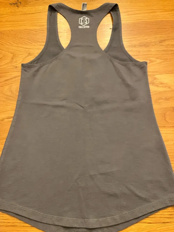 Darlin' Women's Gray Racerback Tank - Soft Scoop Neck - Image 3