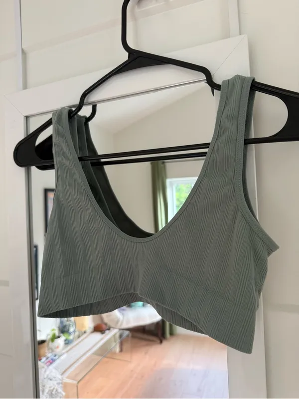 Danskin Seamless Ribbed Triangle Bralette color sage - Image 3