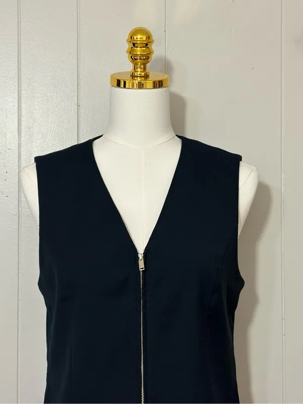 Abercrombie & Fitch Tailored Zip Vest Black Sleeveless Top Size M - Image 4