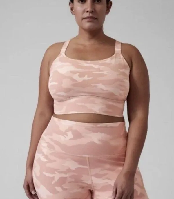 ATHLETA Pink Camo Warrior Longline Sports Bra Size Medium - Image 5